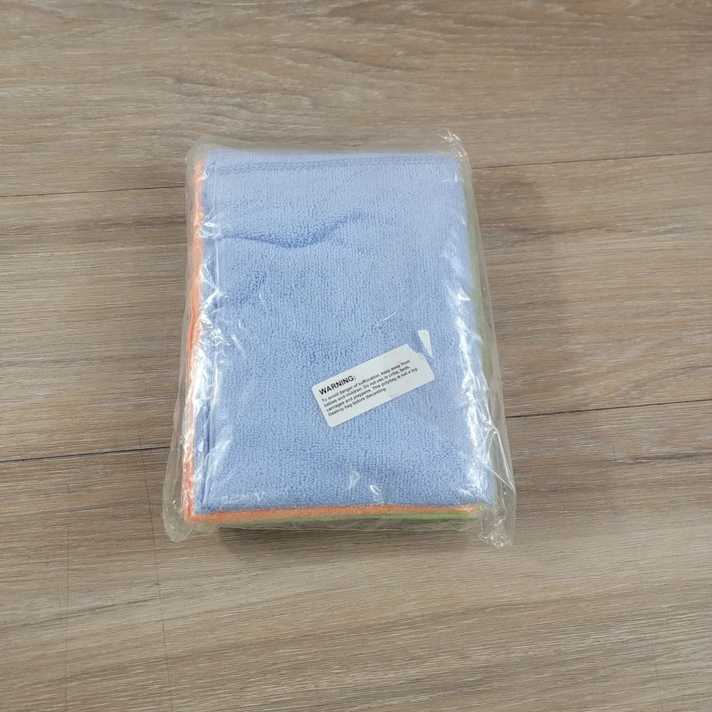 5 Pack Microfiber Cleaning Cloths V95 Blue Green Orange Reusable Multi-Surface - Picture 4 of 4